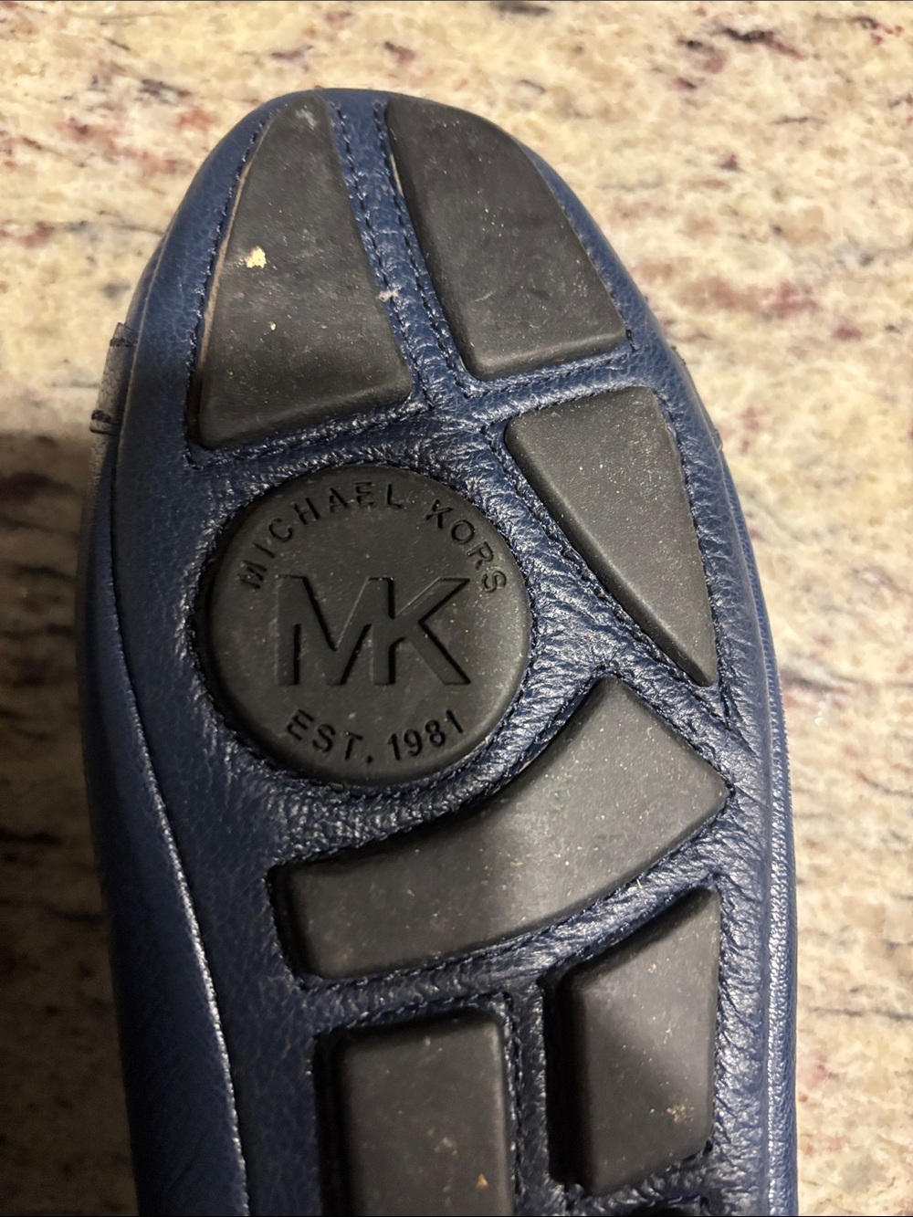Michael Kors Navy Leather Logo Buckle Flats - Picture 6 of 15
